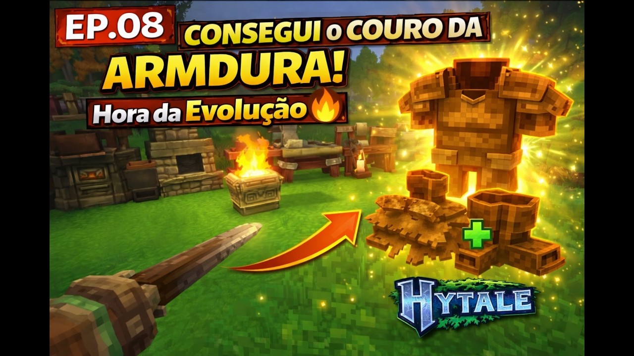 CONSEGUI O COURO DA ARMADURA! Hora da Evolução 🔥 | Hytale EP.08