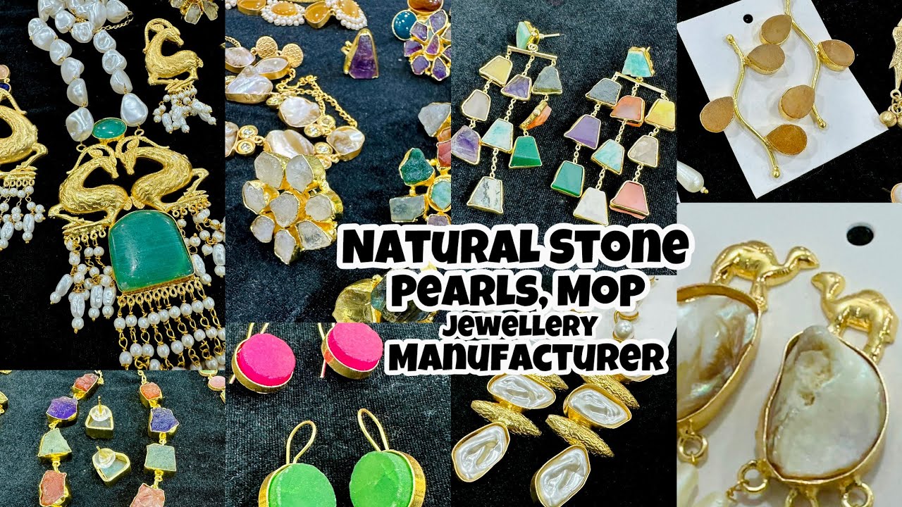 Golden Matte Brass Jewellery | Natural Stone Necklaces | Jaipuri Jewellery Manufacturer #jewelery