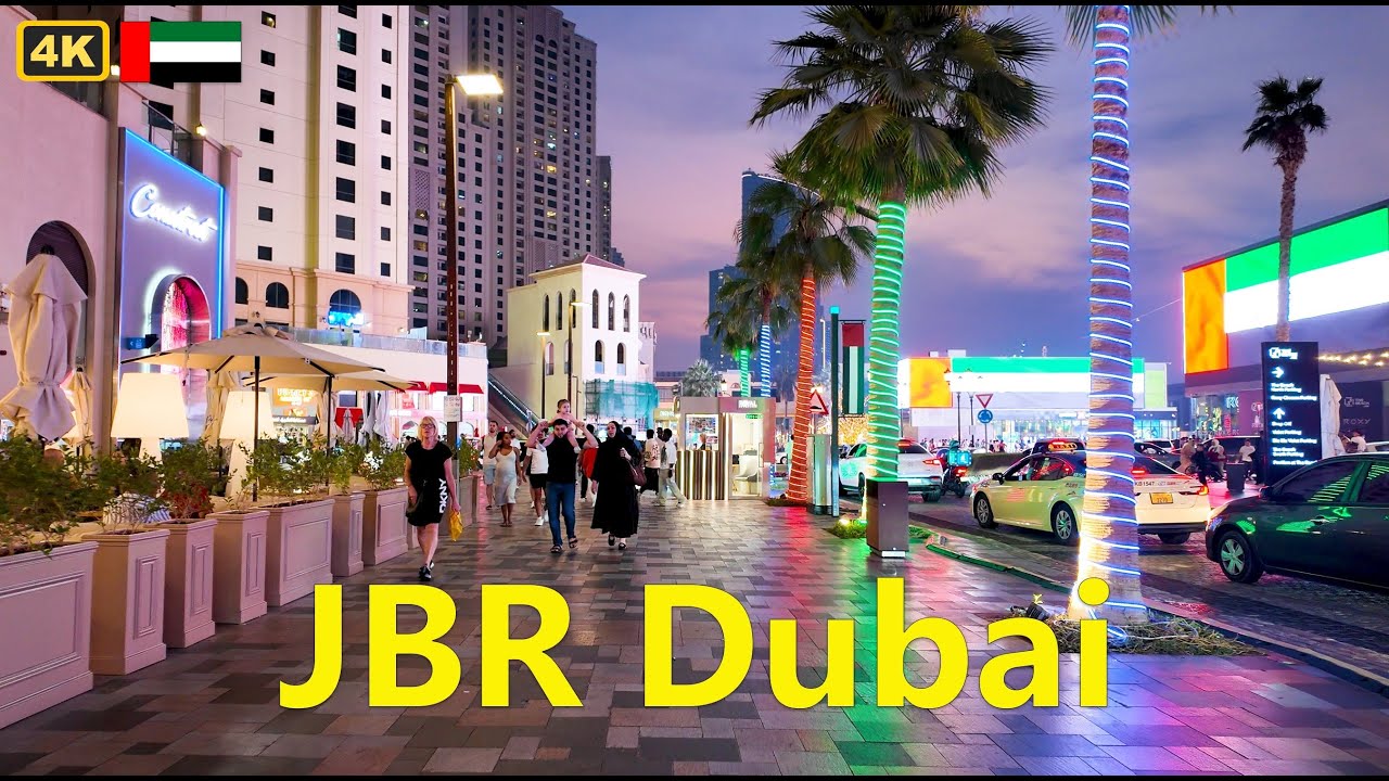 UAE National Day Celebrations | JBR Beach Areas Fireworks | 4K Evening Walking Tour