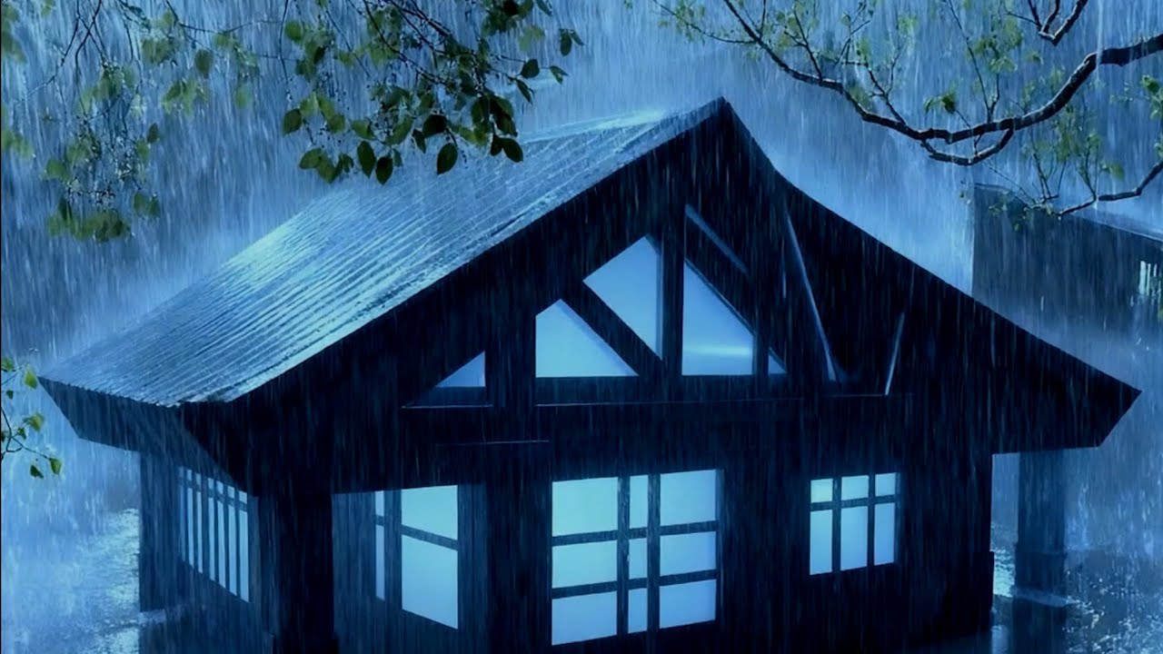 Deep Sleep Immediately with Pouring Rain & Rumbling Thunder on the Faded Metal Roof in the Night