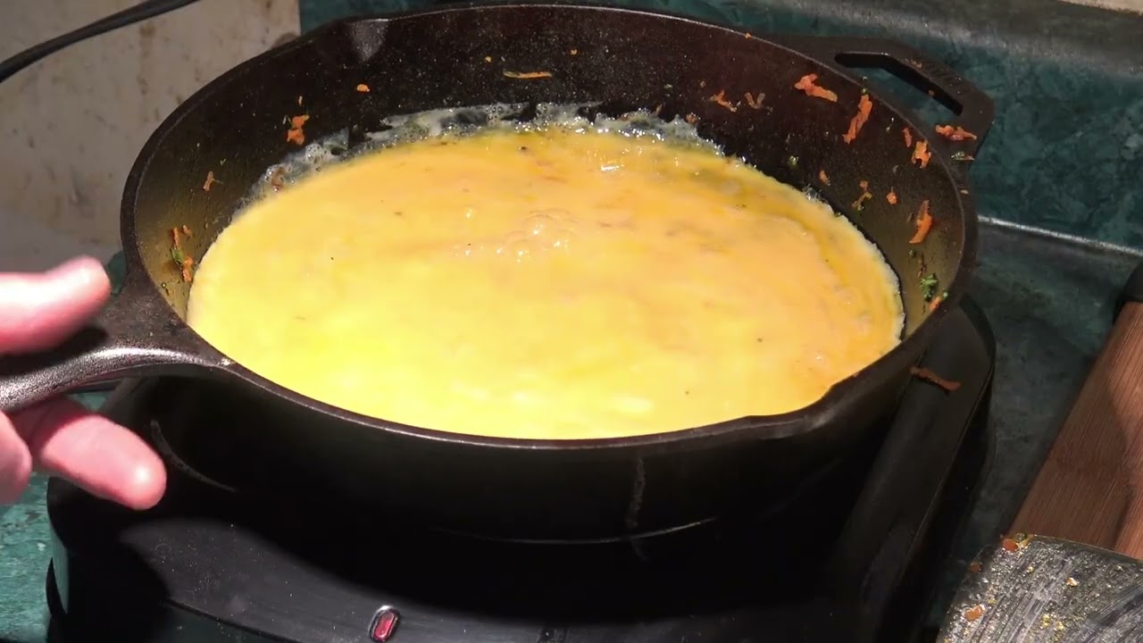 Carrot Broccoli Mushroom and cheese Omelette.  Sunday brunch.