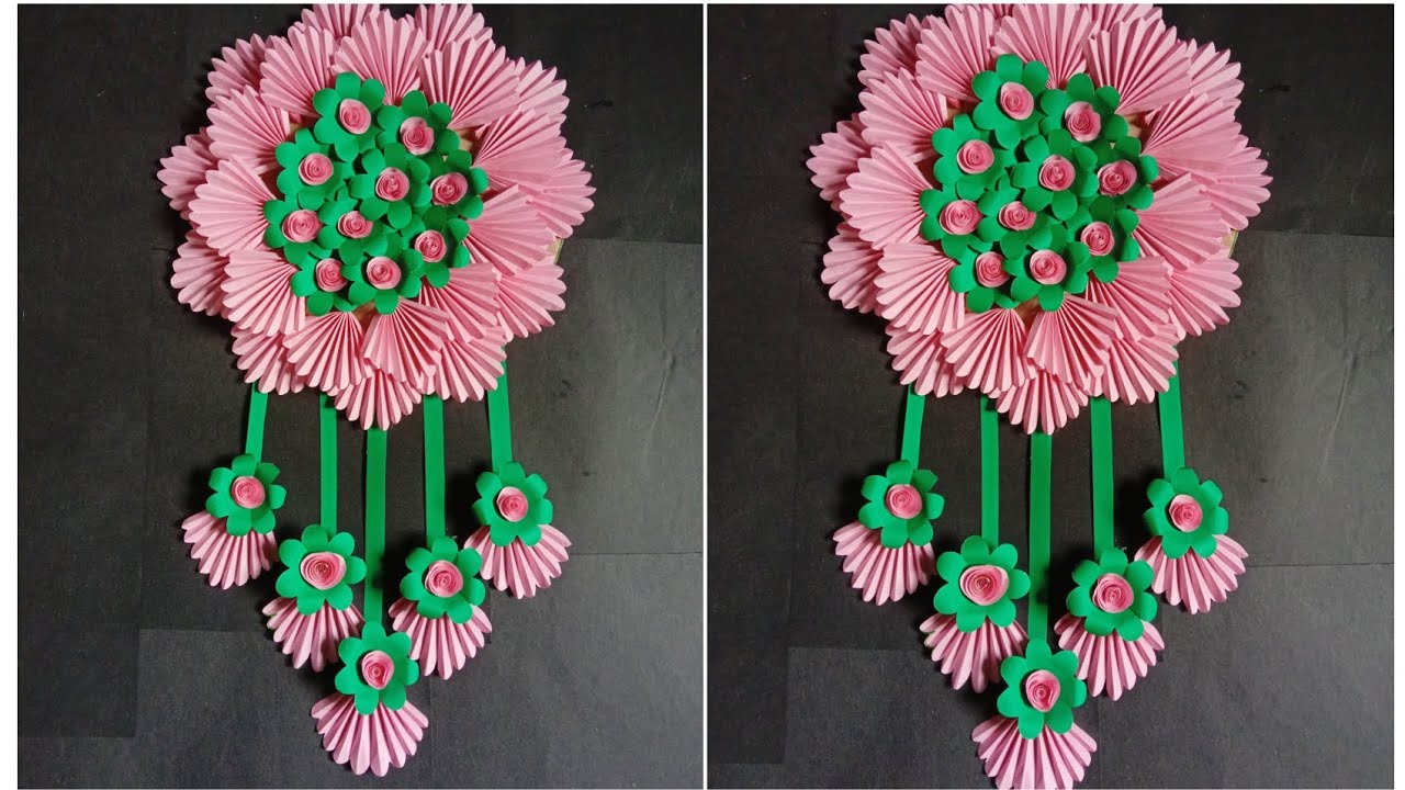 Wall hanging craft idea//beautiful paper flower wall hanging craft ideas//how to create paper flower