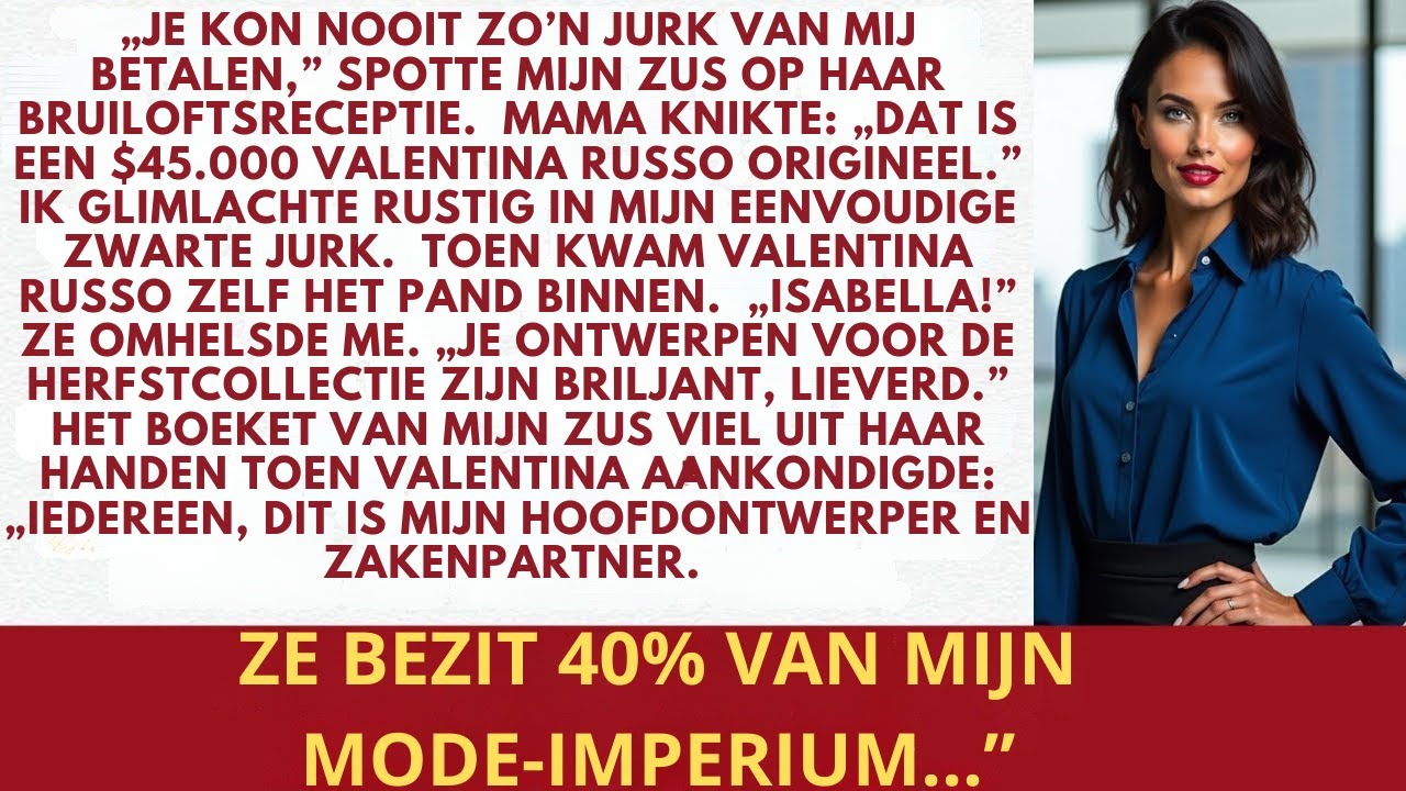Mama maakte mijn jurk belachelijk op de bruiloft van mijn zus — toen las ze mijn naam op het label