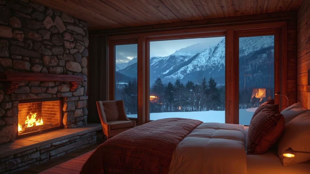 Relaxing With Soundscapes—Cozy Bedroom Mountain View | Deep Sleep, Calm, Study
