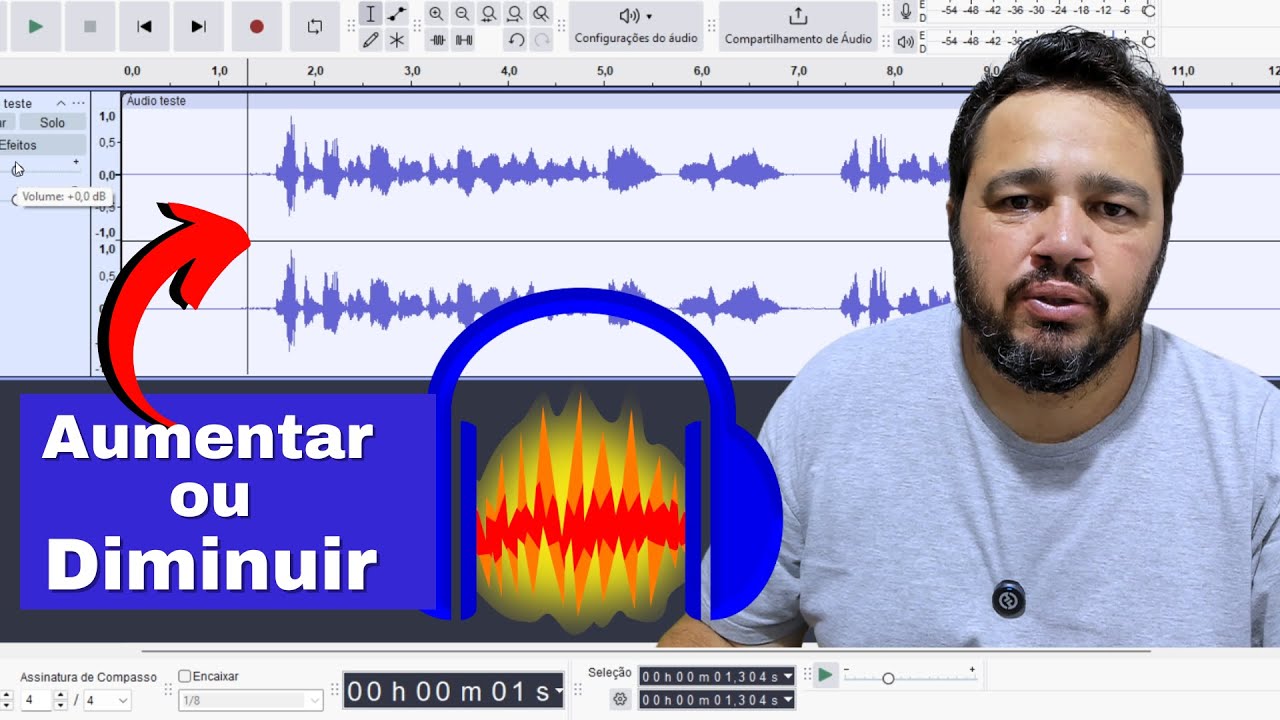 Audacity - Como Diminuir ou Aumentar o Volume do Áudio | Fábio Silva
