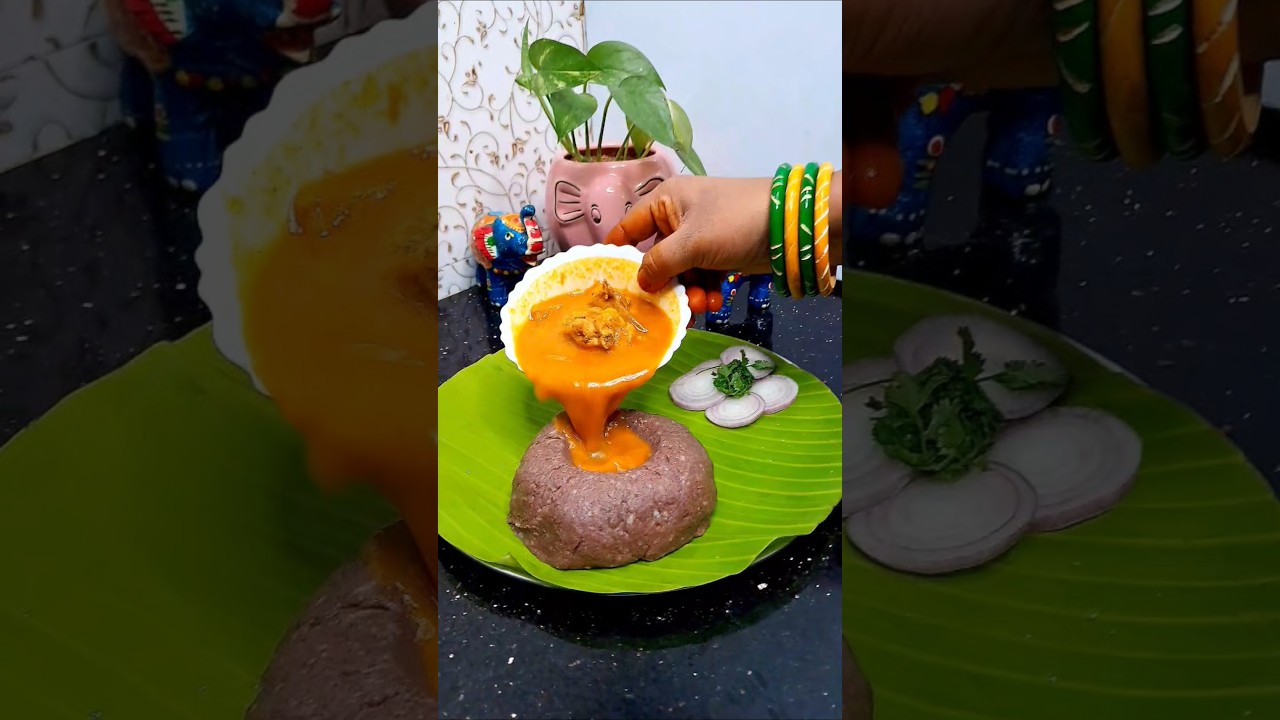 Yummy Ragi Mudde with chicken curry #trending #trend #ytshorts #ytshort #foodie #vloger #shorts
