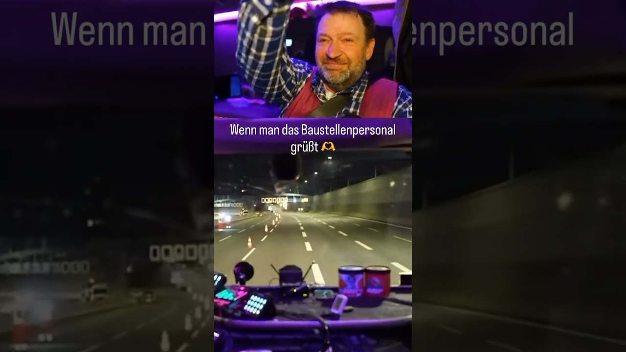 Wenn man das Baustellenpersonal gr&uuml;&szlig;t 🫶🤗 #druckverlust #lkw #autobahn