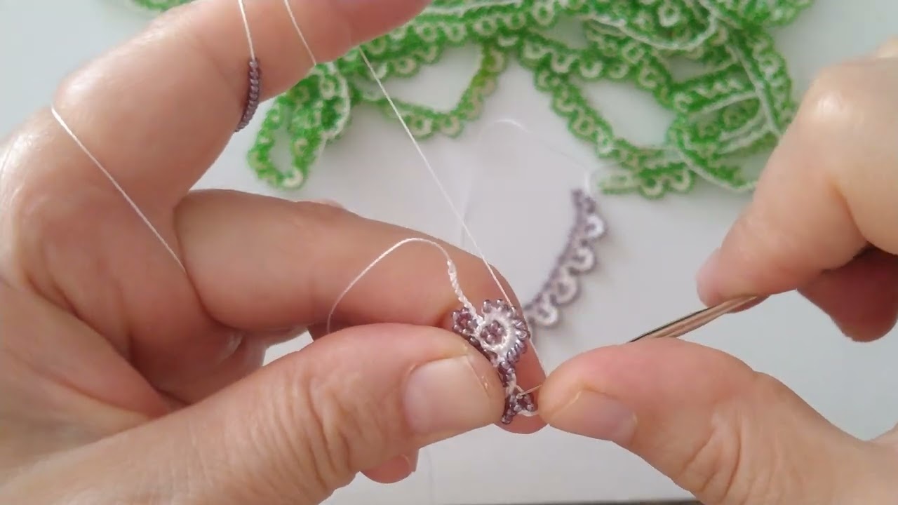 antika kum boncuklu mercimek oyası modeli(16) #yazmaoyaları #çeyizlik#oya #halhal #puntillas