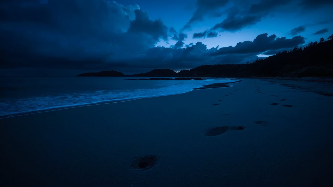 Gentle Ocean Waves for Deep Sleep | 10-Hour Dark Screen Night Ambience