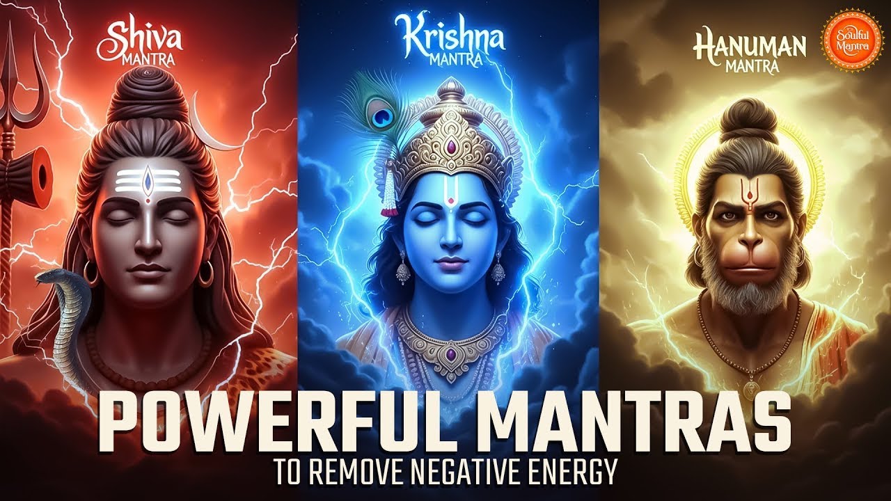 POWERFUL MANTRAS TO REMOVE NEGATIVE ENERGY | TOP 3 &ndash; SHIVA MANTRA, KRISHNA MANTRA, HANUMAN MANTRA