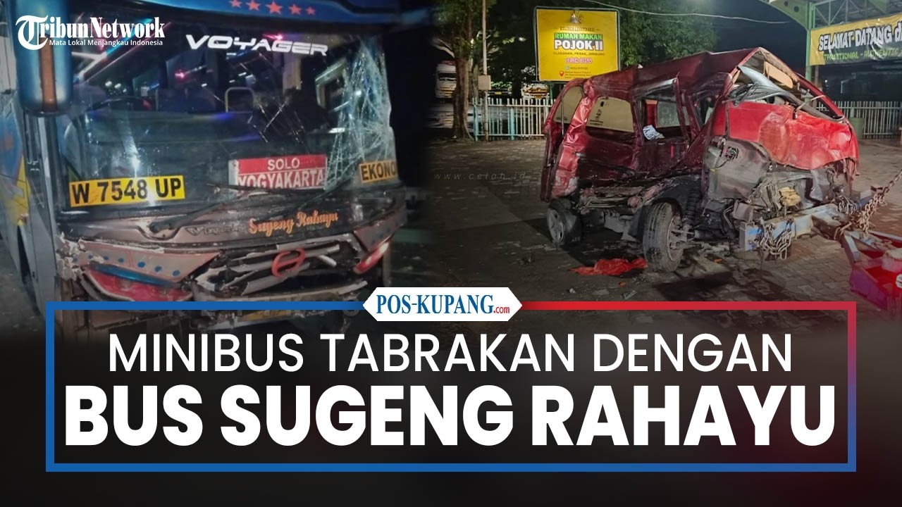 Minibus Tabrakan dengan Bus Sugeng Rahayu di Jombang, Satu Orang Luka