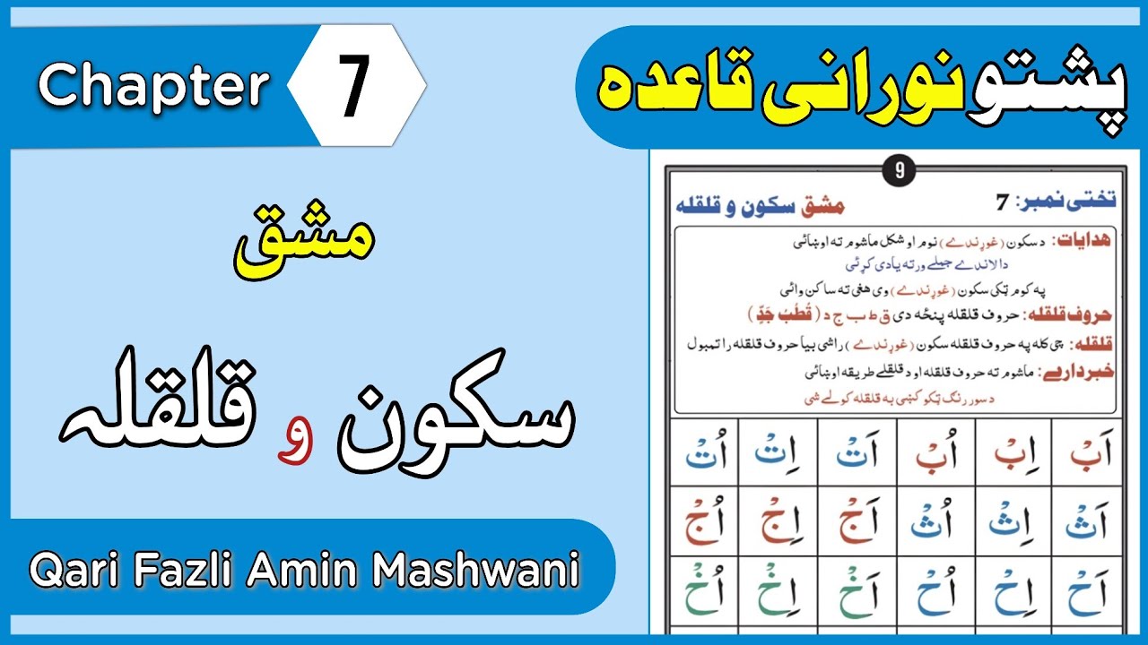 Noorani Qaida Lesson 7 in Pashto | Exercise of Qalqala | Qari Fazli Amin | پشتو نورانی قاعدہ