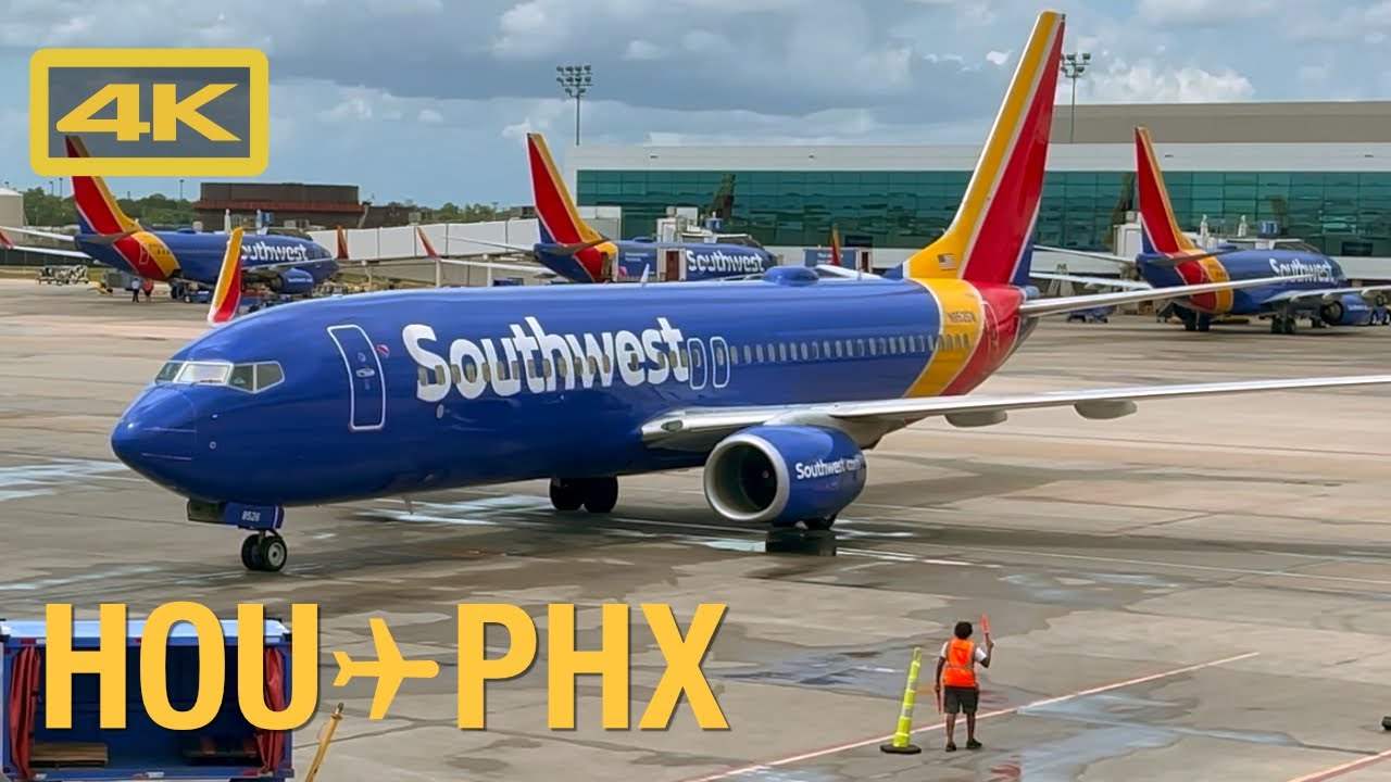 Southwest Airlines Boeing 737-800, Houston Hobby HOU to Phoenix International PHX, 4K Flight Report