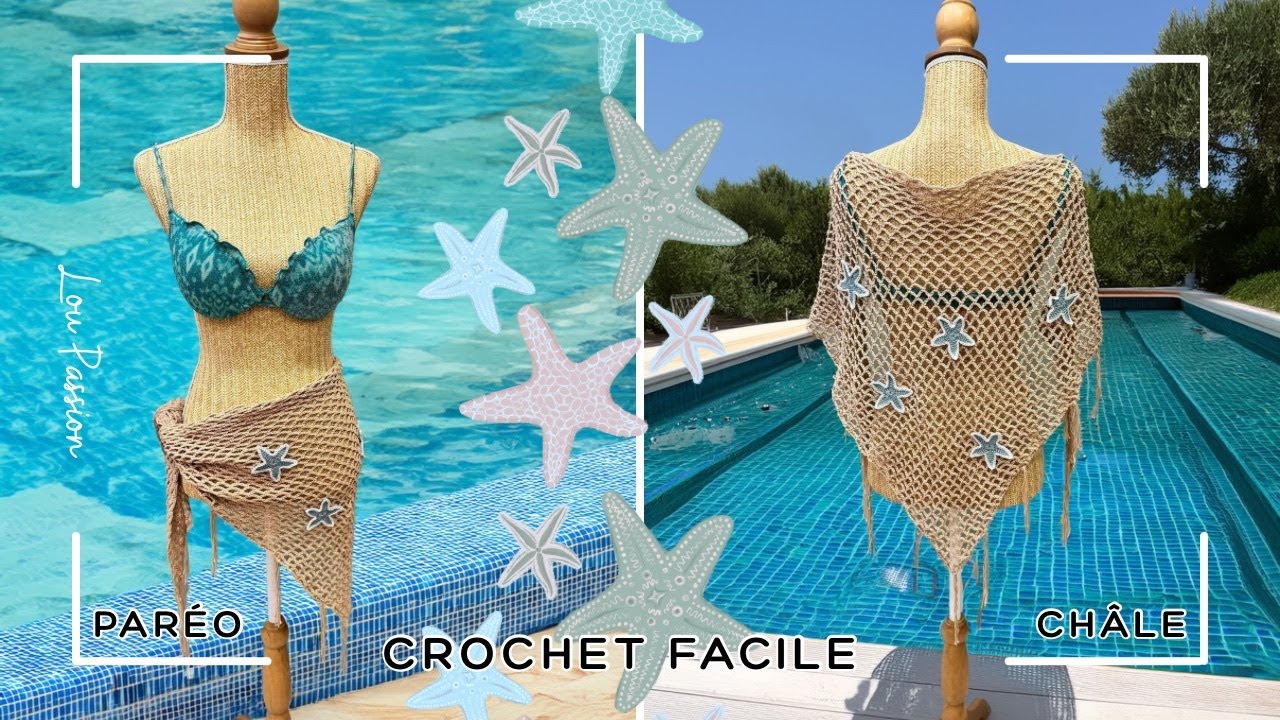 Tuto Crochet Été Facile – Châle ou Paréo 2 en 1 | Tutoriel Lou Passion #loupassion #crochet