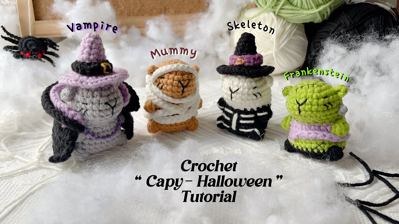 Crochet Capy-Halloween Tutorial | CapyMummy & CapySkeleton | Móc Capybara Halloween P1| Free pattern