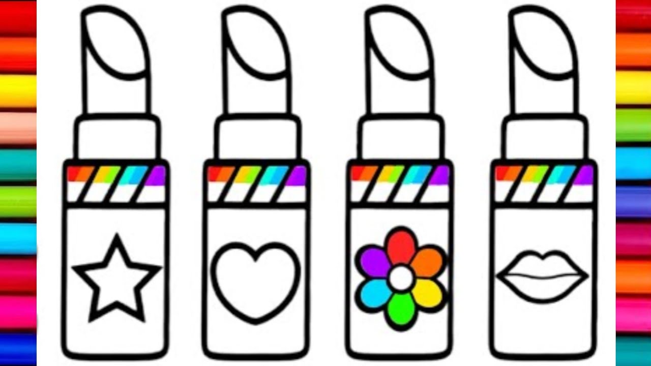 How to draw cute lipstick 💄|| Drawing, Painting & Coloring For Kids and Toddlers_ Child Art 🎨#art 