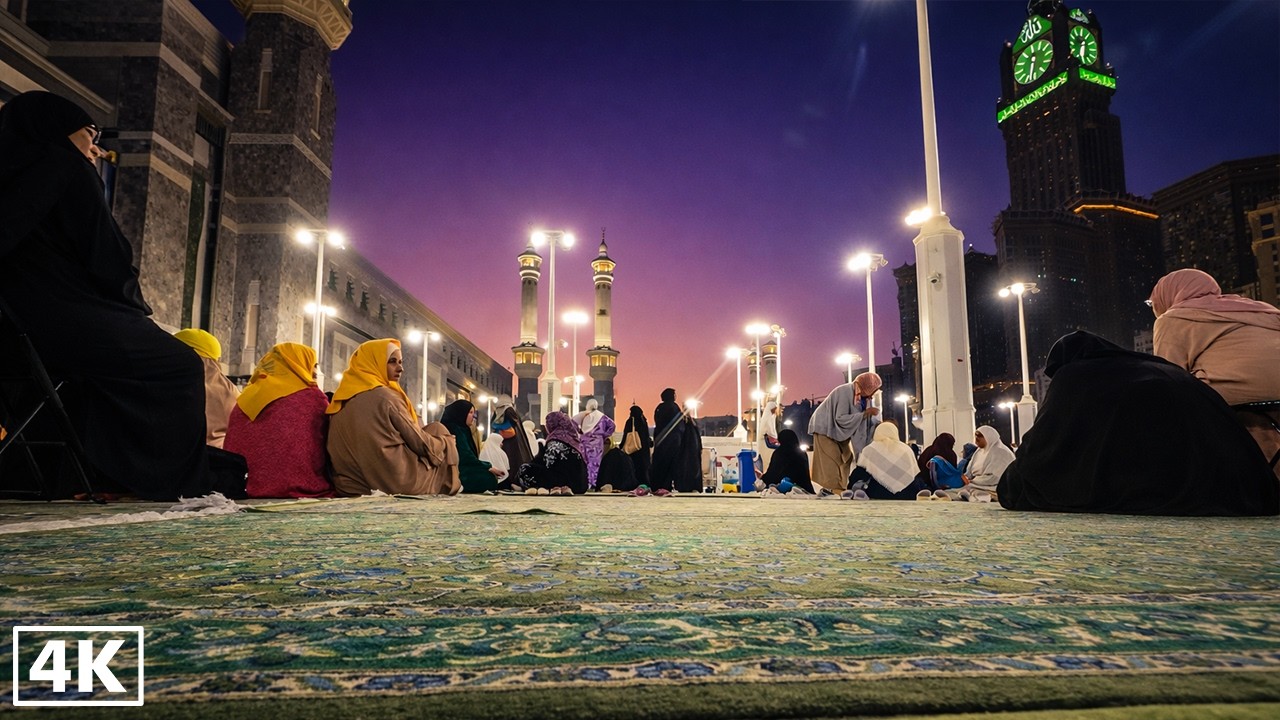 Masjid al-Haram Mecca (Makkah) 4K: Fajr Salah + Adhan Ambience + Sunrise | Immersive Real Audio