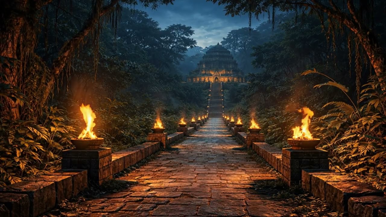 🌿🔥 Mythic Ambience Music | Jungle Causeway to a Forgotten Temple 🌕🌿
