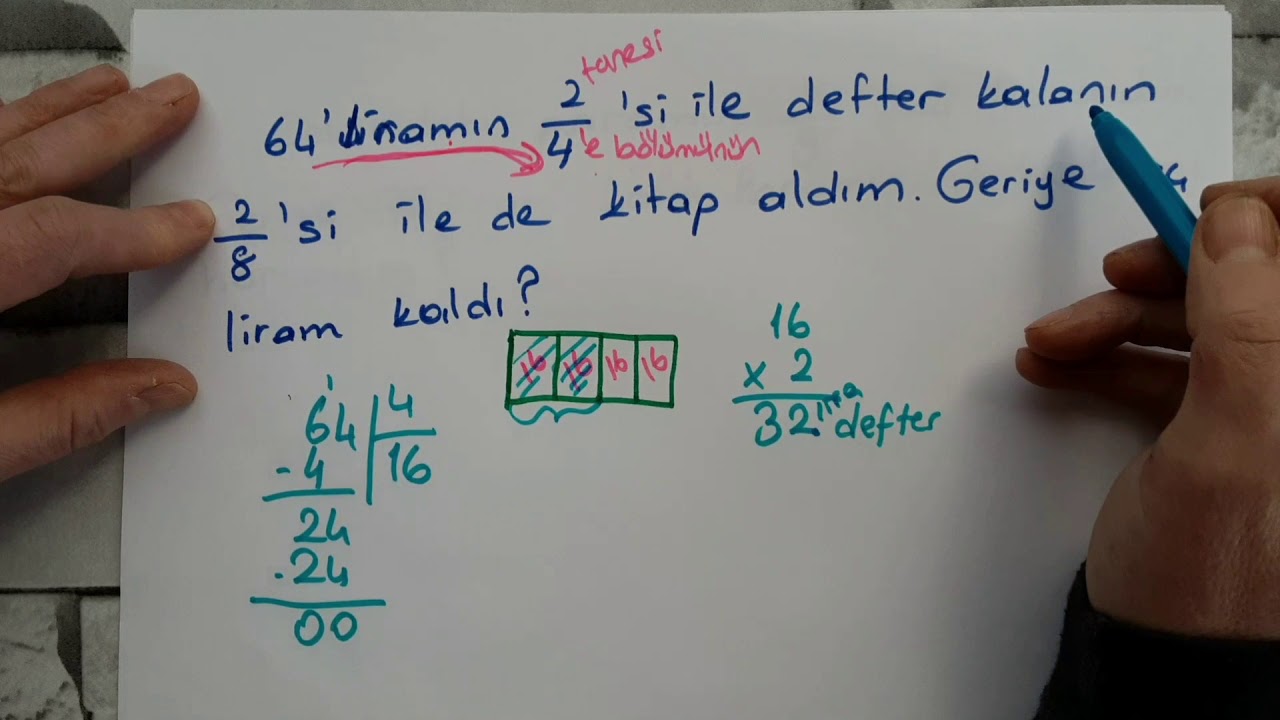 3.ve 4.SINIF ZOR KESİR PROBLEMLERİ  (ZOR DEĞİL ARTIK)