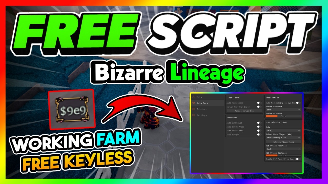 Bizarre Lineage Script GUI *NO KEY* - DUPE, KILL AURA, AUTO FARM + More!