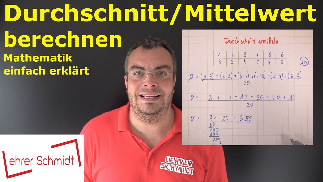 Durchschnitt (Mittelwert) berechnen | Daten und Zufall - einfach erkl&auml;rt | Lehrerschmidt