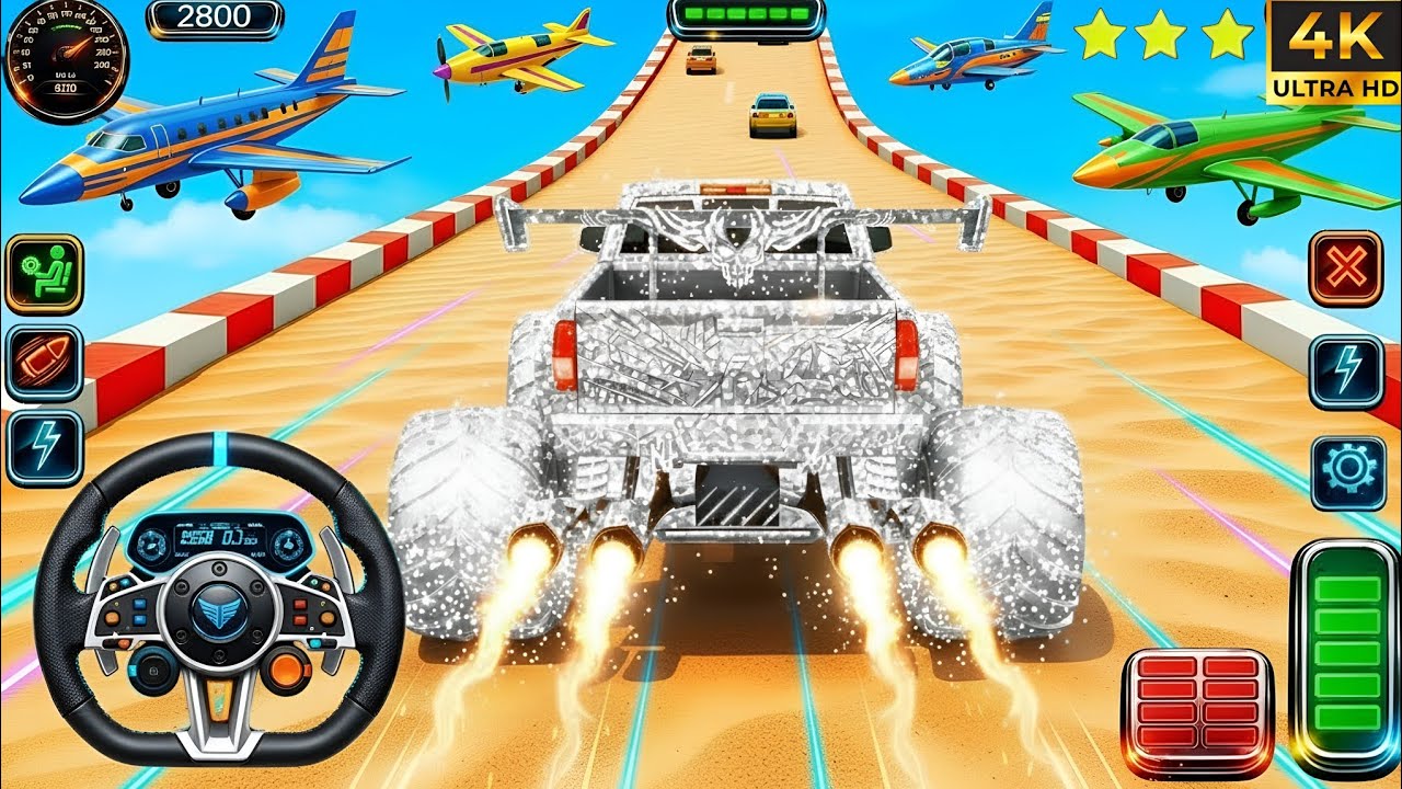 Monster Truck Mega Ramp Extreme Racing Mega Ramp Extreme stunt Insane Crash Stunts (part 7)