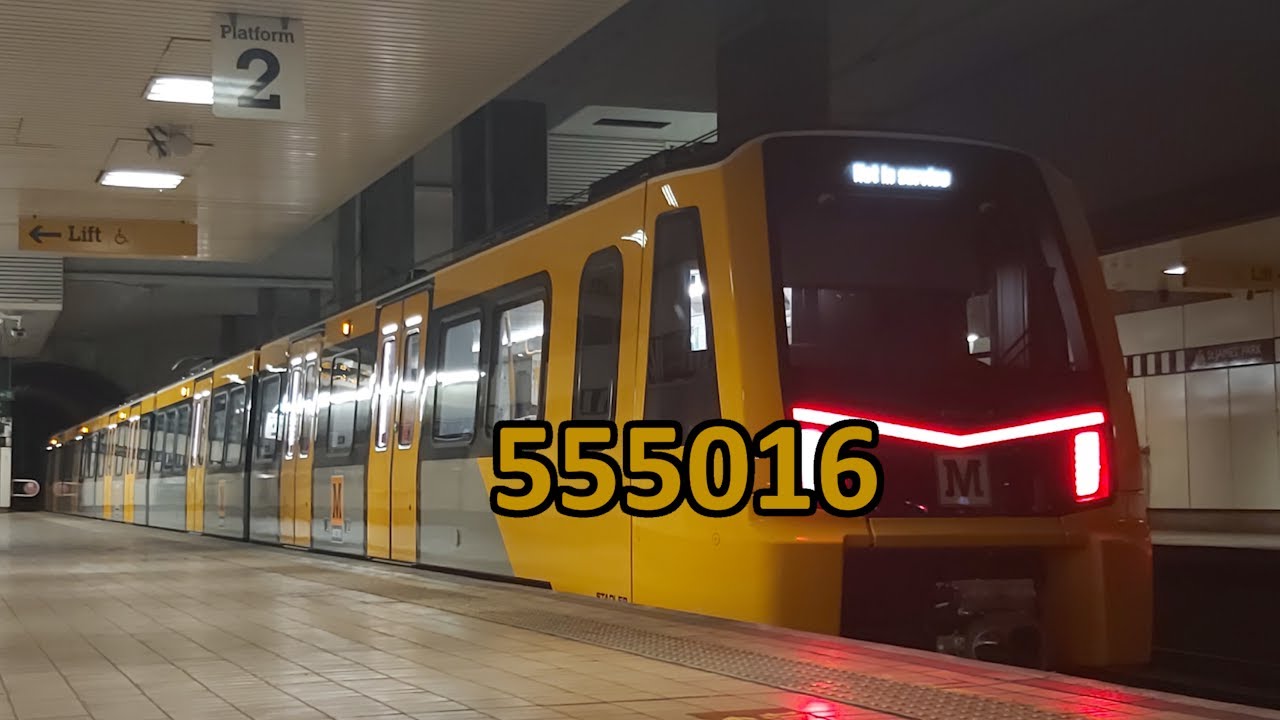 Tyne and Wear Metro 555016 at St James on first day of daylight testing (08/07/25)