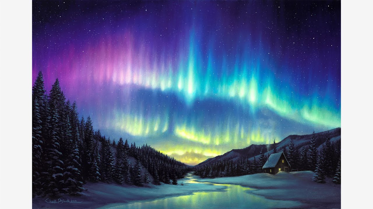 Акрил/Масляная живопись, покадровая съёмка | Aurora Borealis