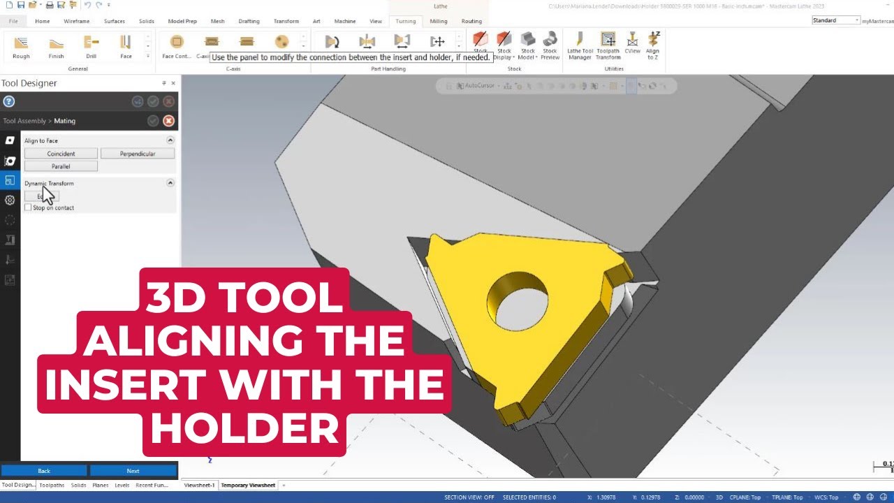 3D Tool - Aligning a Threading Insert with the Holder