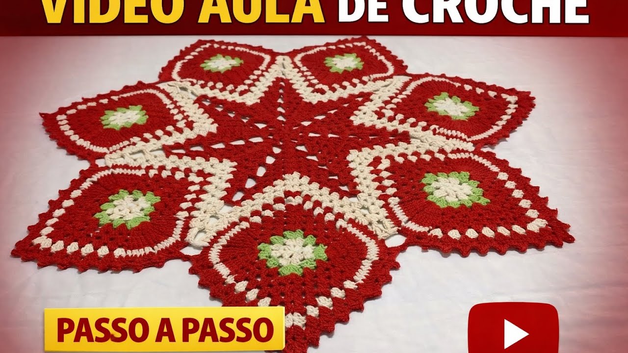 Tapetao de crochê folha estrela passo a passo 