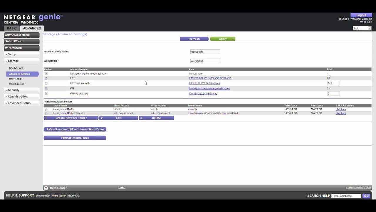 Part 5/5. WNDR4700 Advanced users. Readyshare and FTP setup.