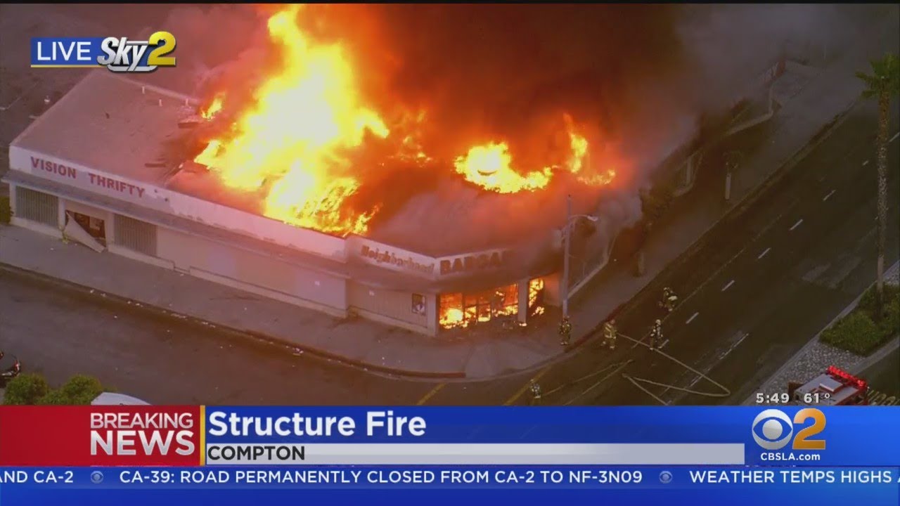 Firefighters Battling Blaze In Compton Store