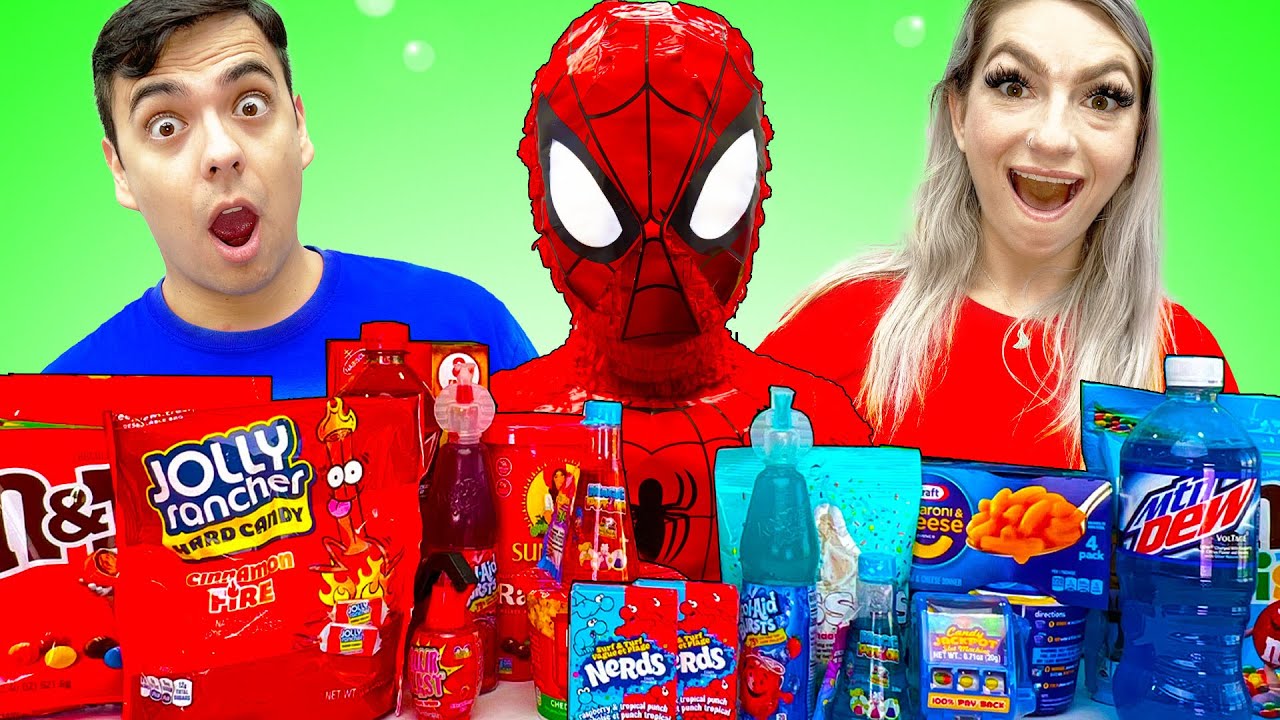 RED VS BLUE CHALLENGE FOR 24 HOURS | EATING ONLY 1 COLOR FOOD AT WALMART BY SWEEDEE