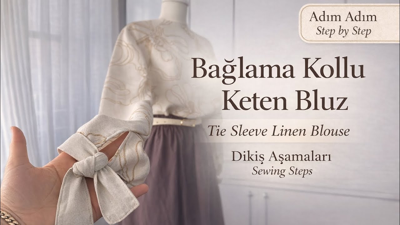 Bağlama Kollu Keten Bluz Dikimi | Tie Sleeve Linen Blouse Sewing