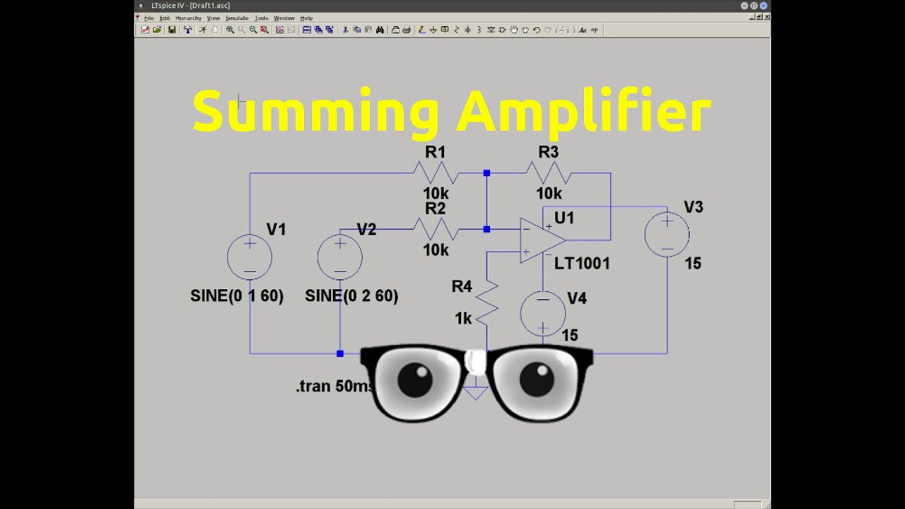 Summing Amplifier circuit simulation in ltspice