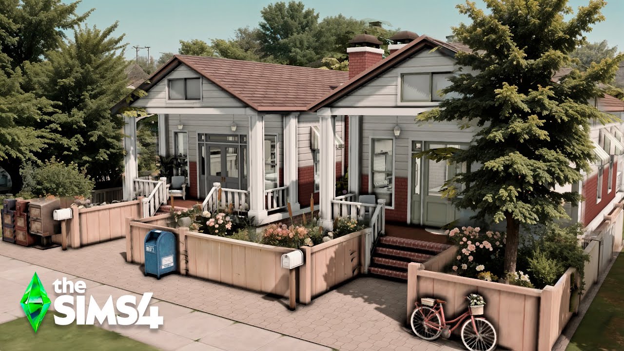 TWIN HOUSES - New Objects Base Game - Relaxing Speed Build  | The Sims 4 - no cc.