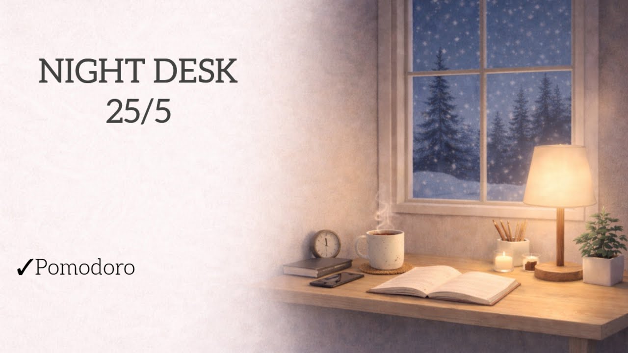 25/5 Pomodoro | Night Work Desk | 2 Hours
