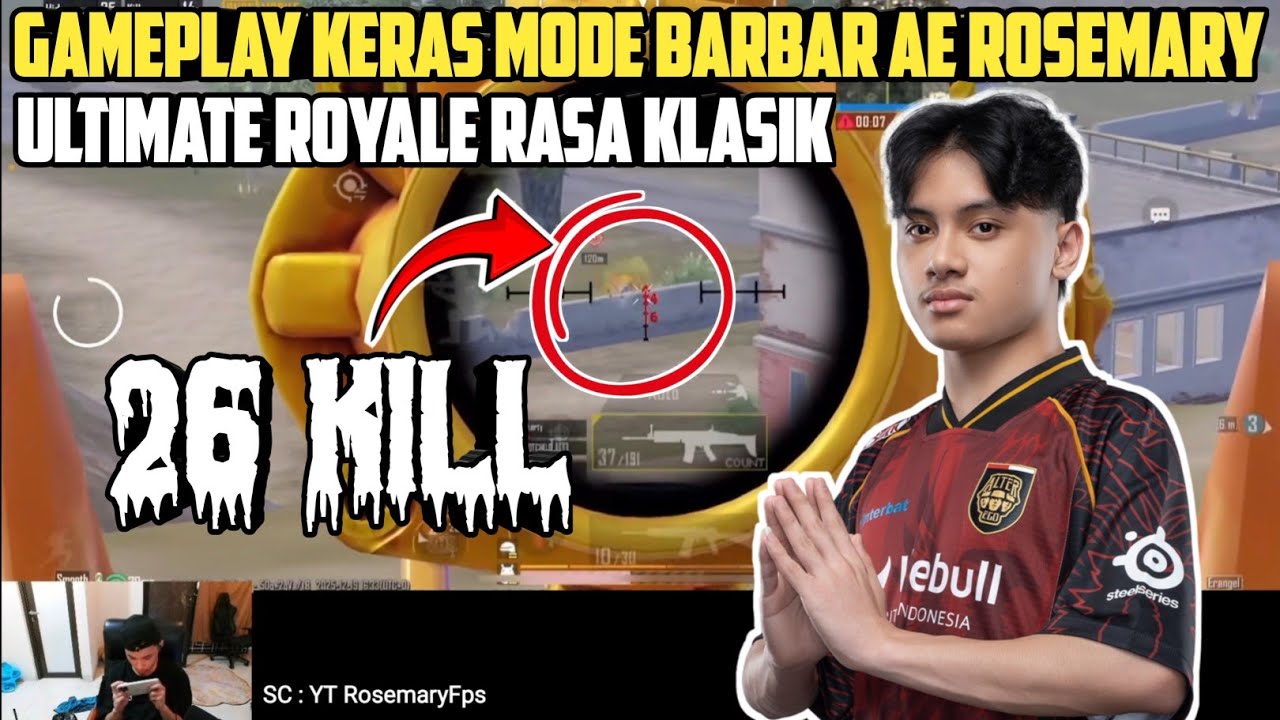 NGERI GAMEPLAY KERAS‼️ AE ROSEMARY MODE BARBAR 26 KILL ULTIMATE ROYALE - PUBG MOBILE