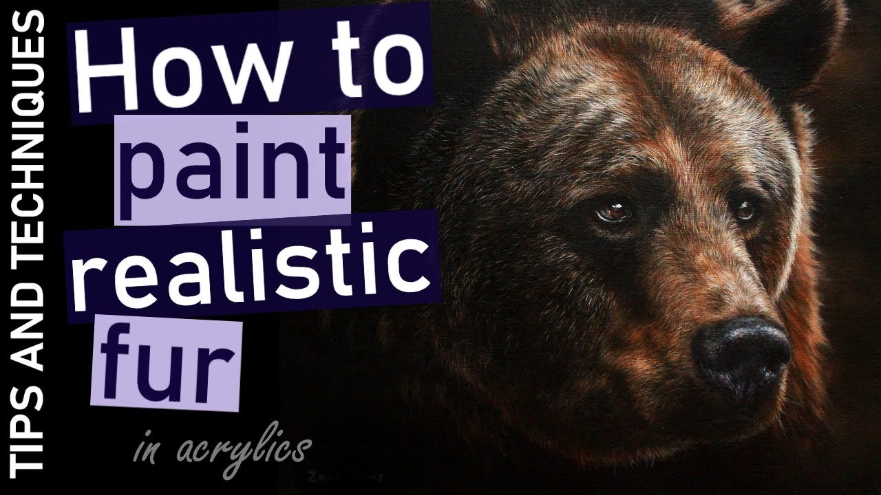 How to paint fur in acrylics | Painting a Bear in acrylics | Tips