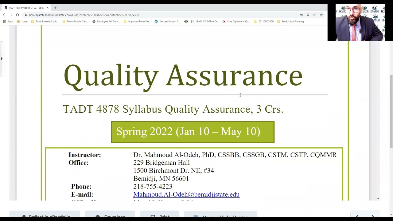 Course expectations and overview TADT 4878 Quality Assurance