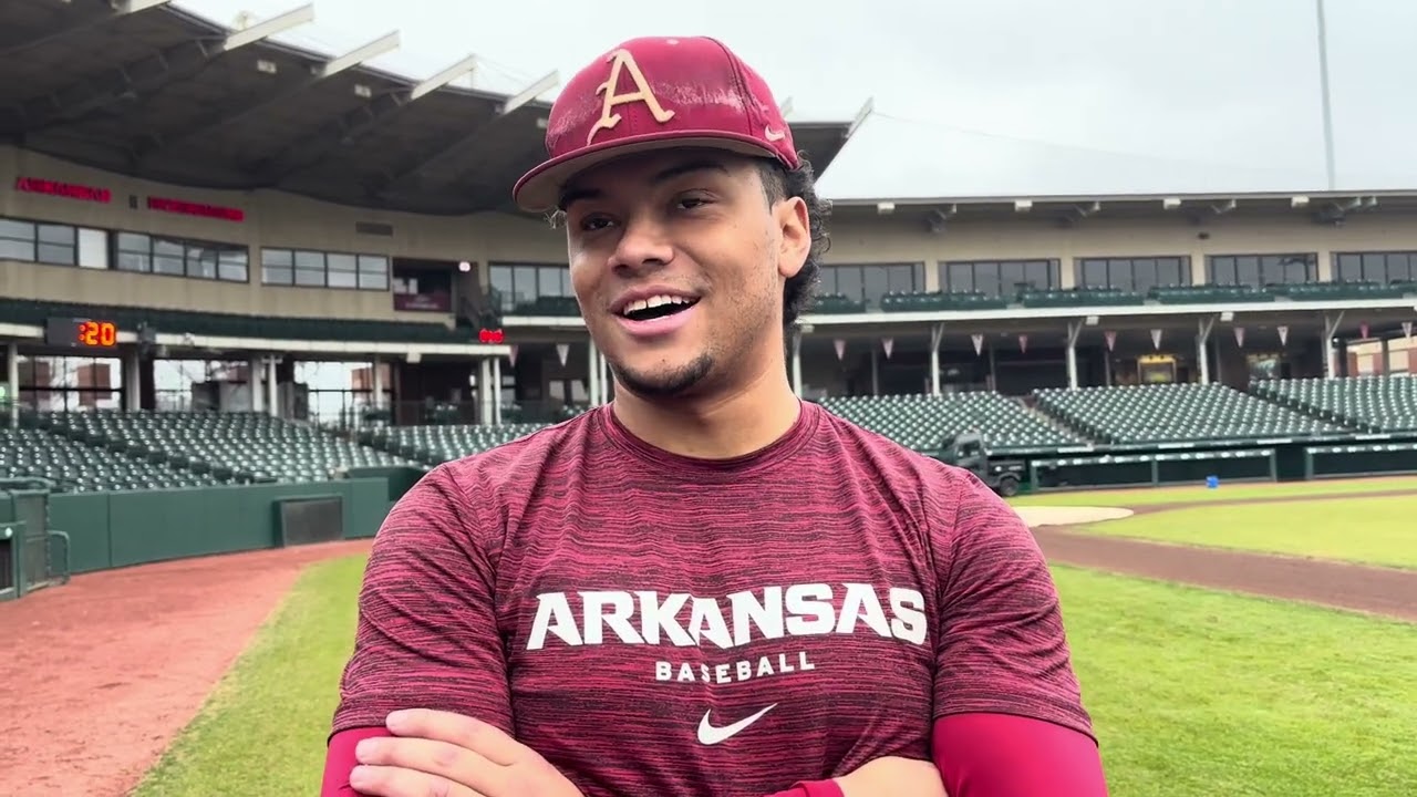 Kendall Diggs talks about two-homer day in Arkansas' first preseason scrimmage of 2024