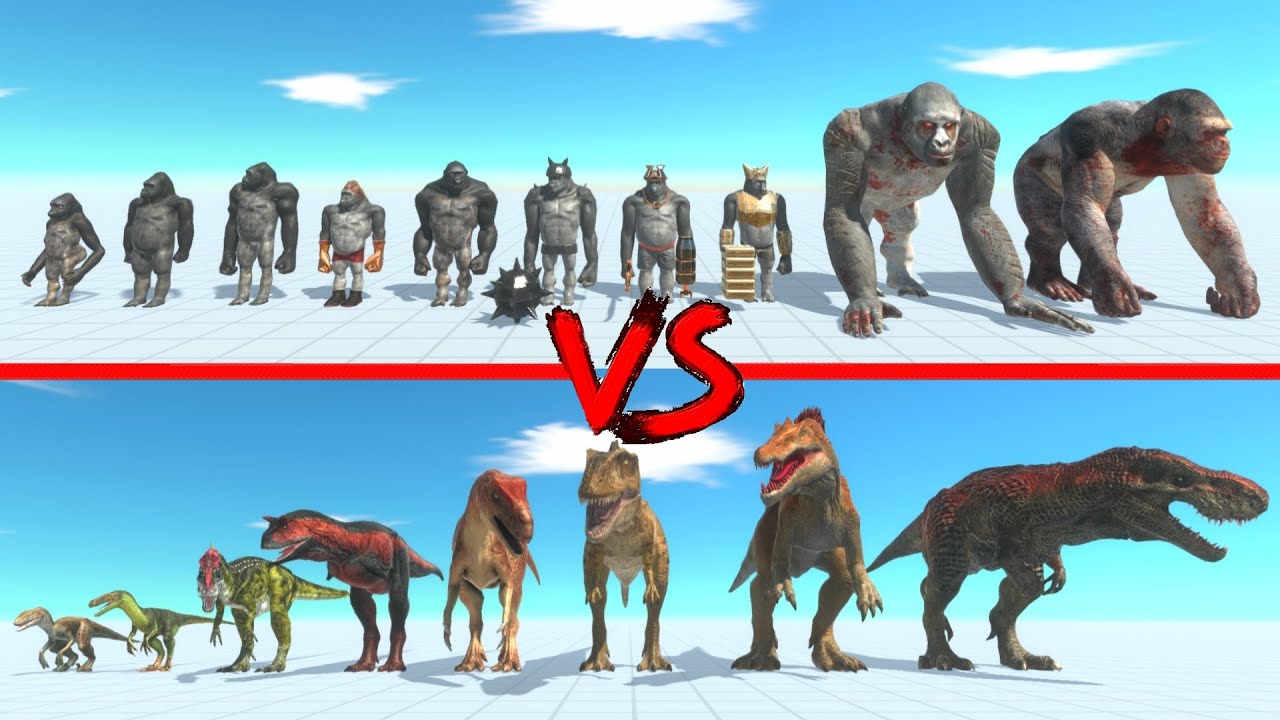 Wild Carnivore Dinosaurs vs Mutant Primates - Animal Revolt Battle Simulator