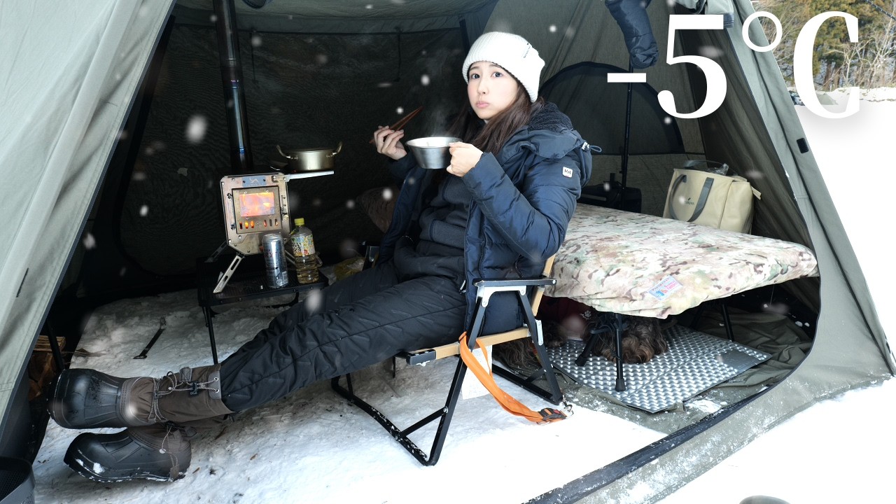 【女子ソロキャンプ】東北の森で雪中キャンプ｜喜多方ラーメンときりたんぽ鍋　Snow Camping in Japan with My Dog ❄️