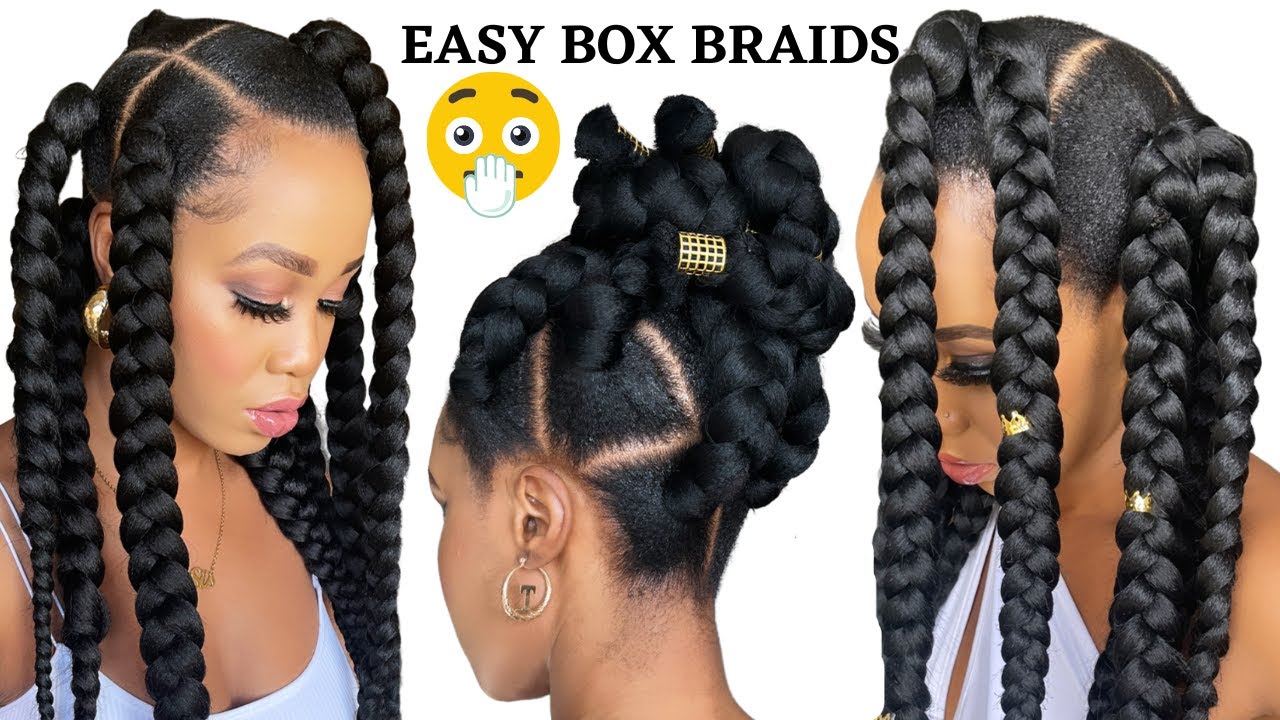 🔥How To: EASY BOX BRAIDS / YARN METHOD/ RUBBER BAND METHOD /TENSION FREE/  3 TECHNIQUES Tupo1