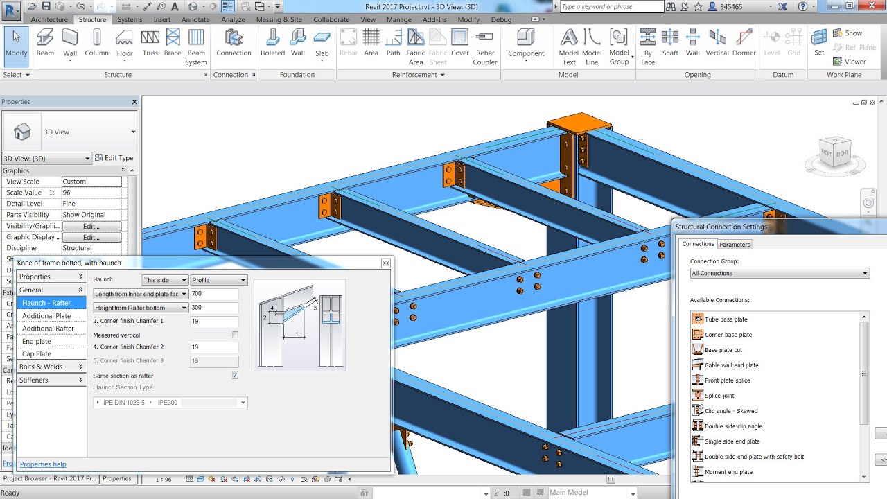 Structural Steel Connections in Revit 2017 and Advance Steel 2017