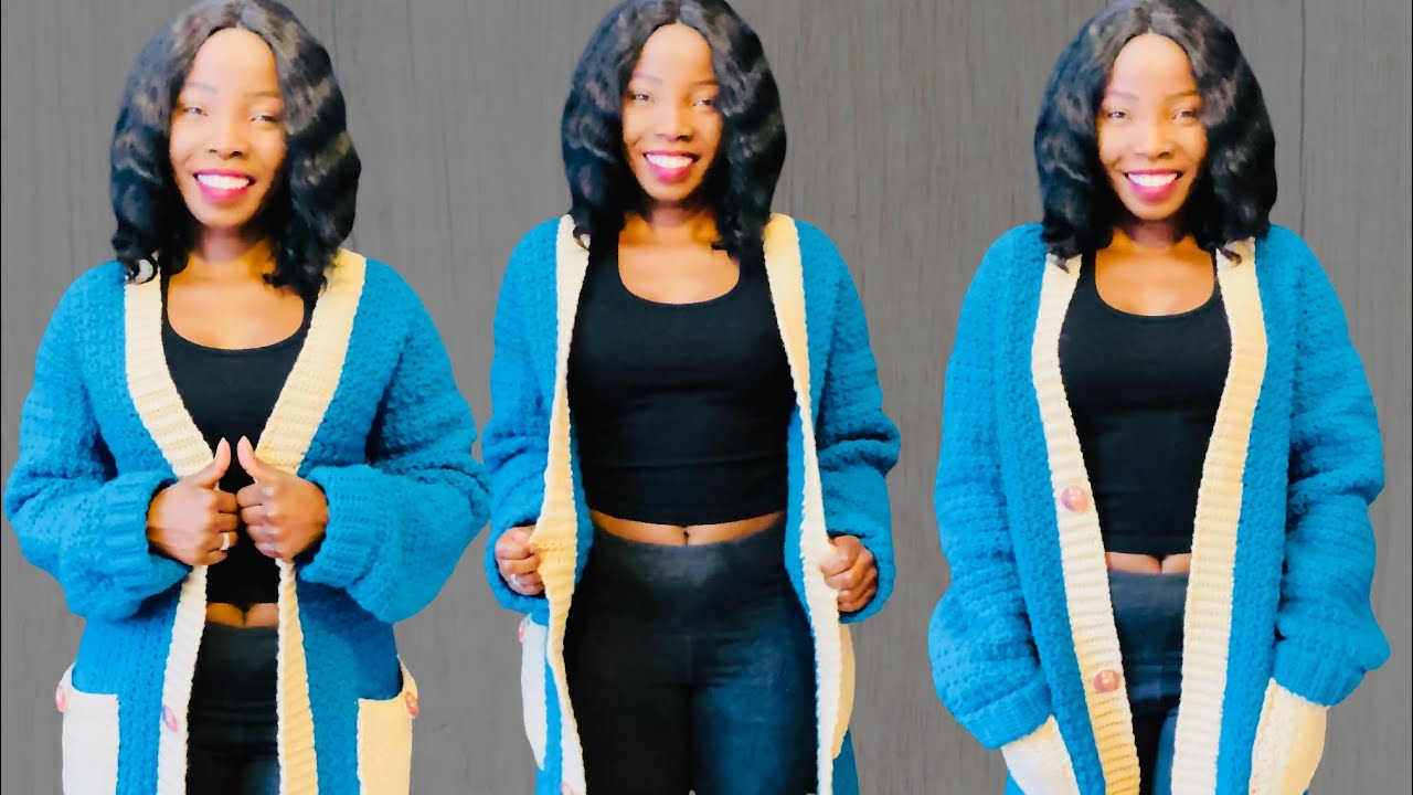How To Crochet A Cardigan Tutorial | Crochet Oversized Cardigan with Pockets | Step By Step Tutorial