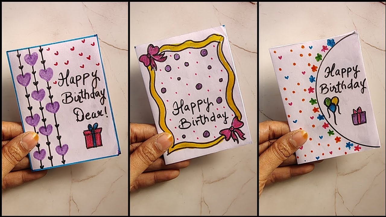 3 Easy and Simple White Paper Birthday Greeting Card/Handmade Birthday Greeting Card/How to make?