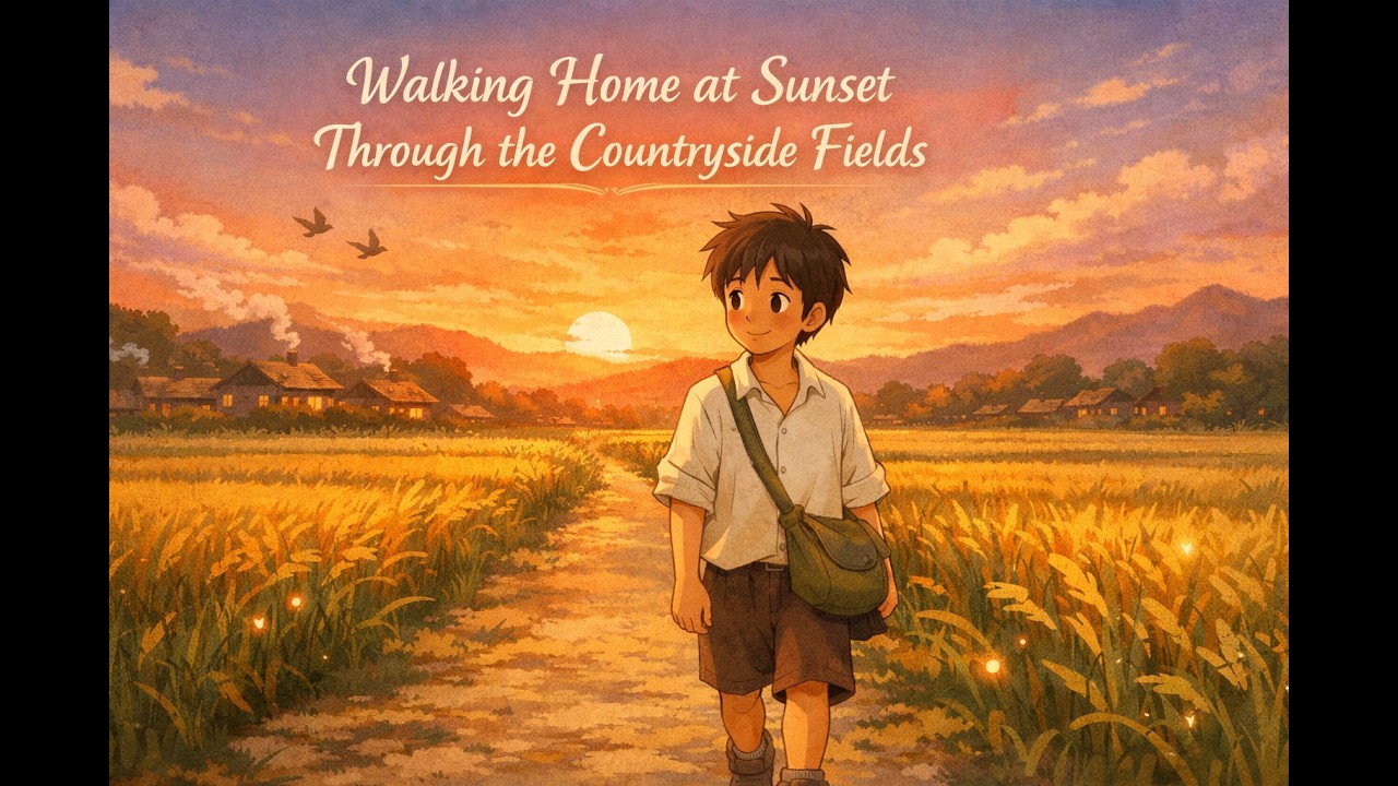 A Peaceful Walk Home at Sunset | Cozy Countryside Slow Living 🌅 #countrylife #cartoon #asmranimation
