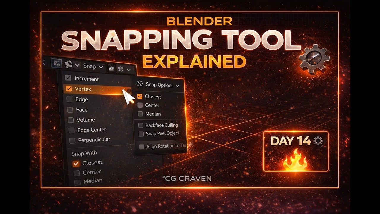 Blender Day 14 &ndash; Snapping Menu Explained | Every Snap Tool for Beginners