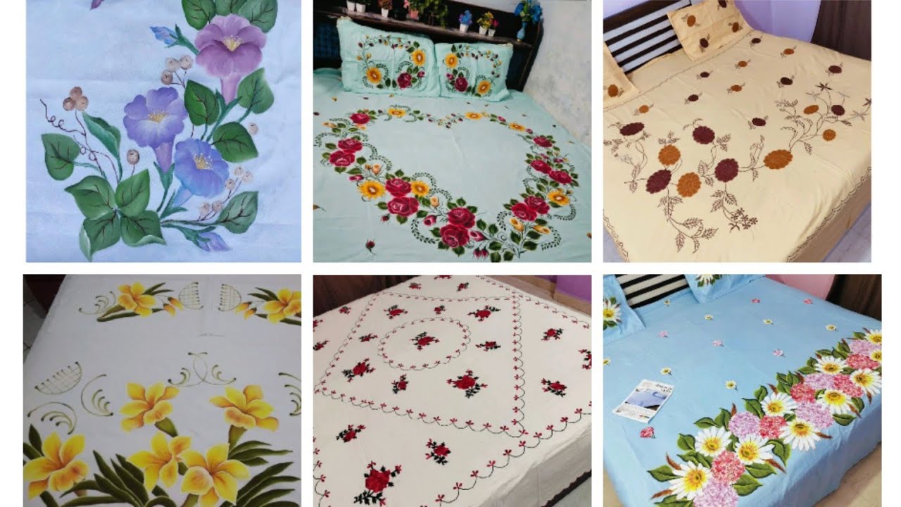 Beautiful 😍 Bedsheet New Design // Painting ideas for Bedsheets/ Top Class Chadar design